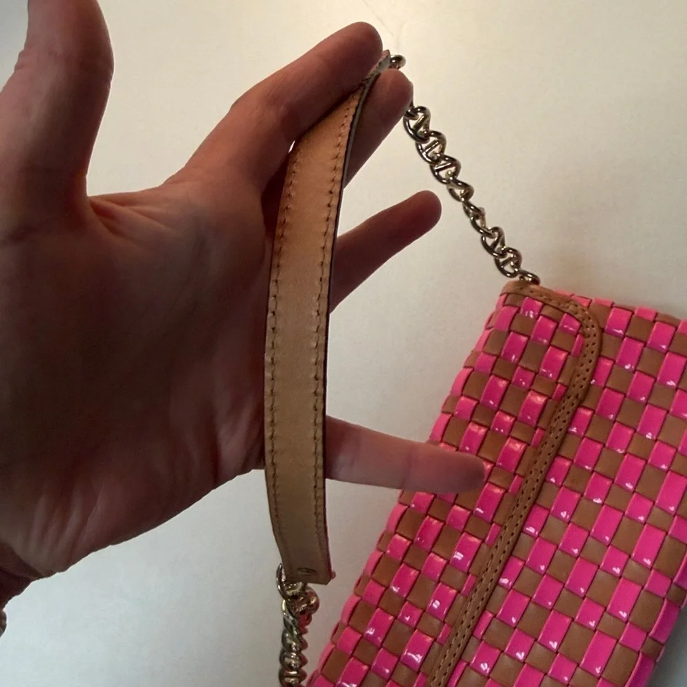 Kate Spade Pink and Tan Woven Clutch